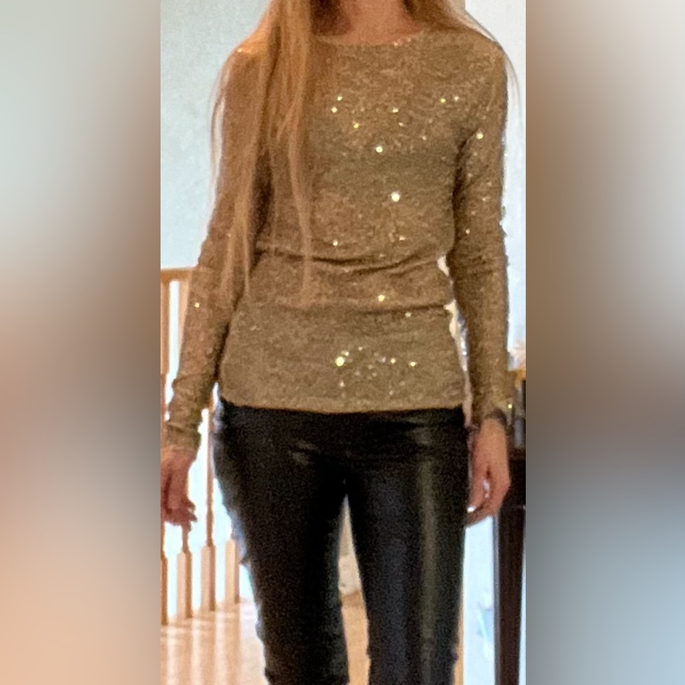 Free People Gold Sequence Stretch Blouse. New with tags.